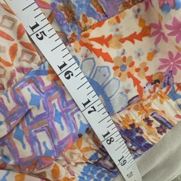 Rose Olive Crop Top Purple Orange Patch Print Short Sleeve Tie Front Size Small - Picture 9 of 12